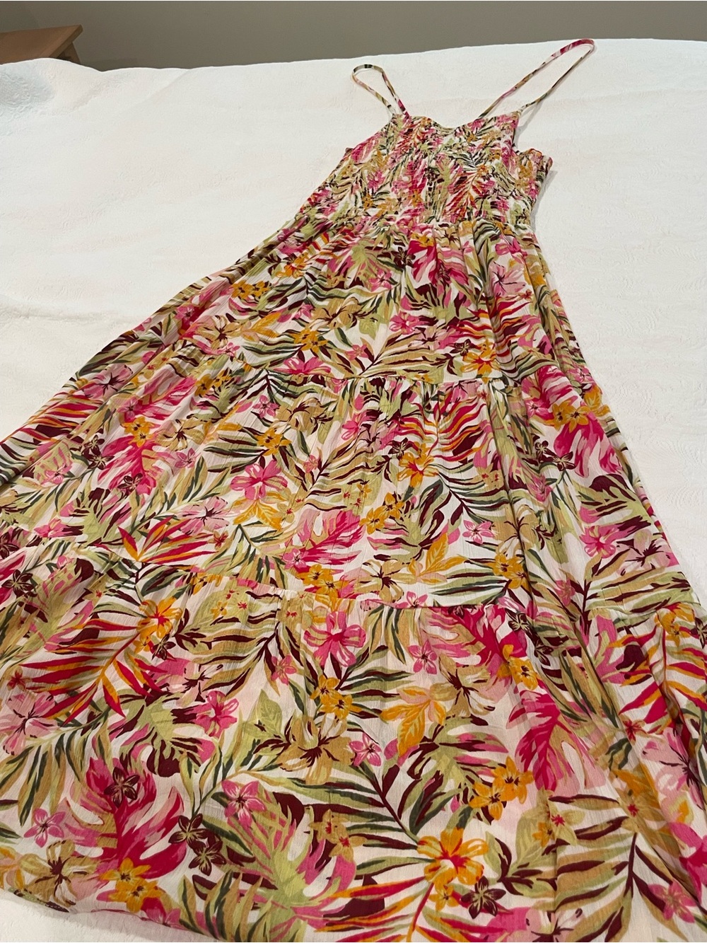 Rip Curl Copacabana Halter Midi Sundress Smocked Tropical Beach Open Back M EUC - Picture 11 of 15